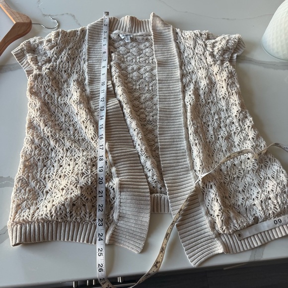 3/$20⚡️ Croft & Barrow Cream Knit Short Sleeve Cardigan Festival Boho Bohemian - Picture 15 of 15